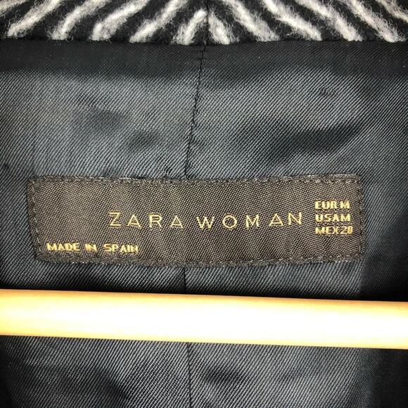 Zara wool retro jacket with big buttons gray and black pattern, wide sleeves  M - Picture 6 of 16